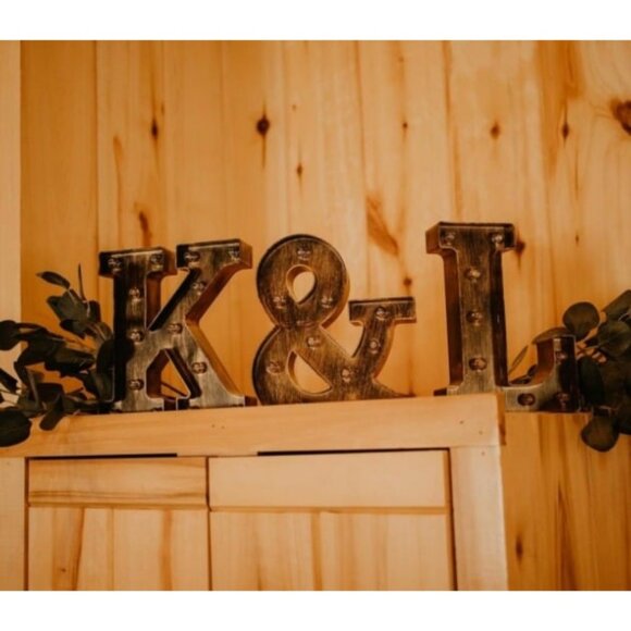1 pc Golden Black Led Marquee Letter - Industrial, Vintage Style Light Up - Picture 2 of 2
